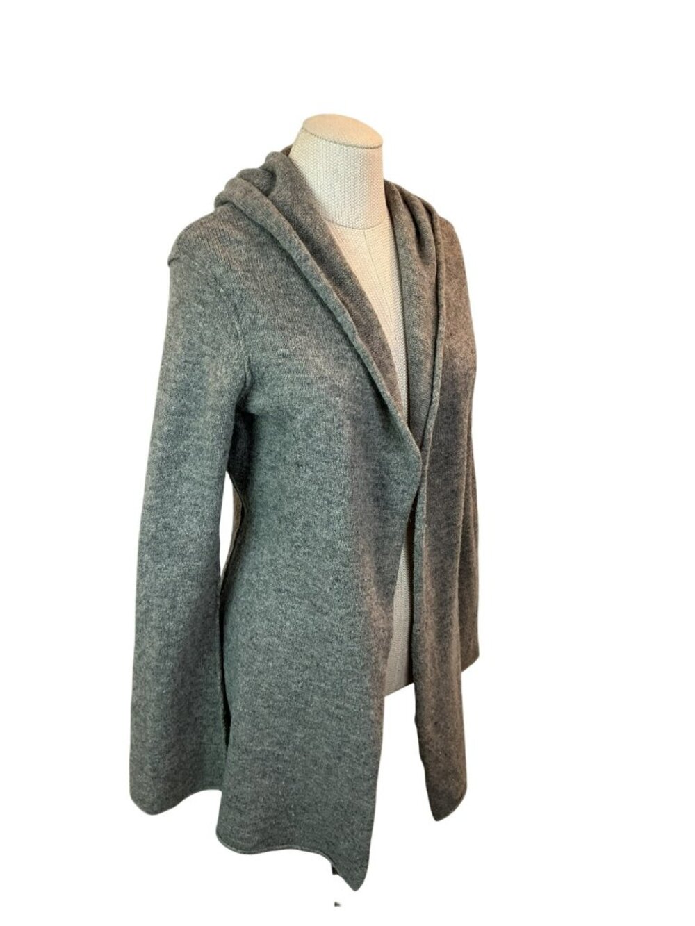 Cabi Lamb’s Wool Hooded Open Front Cardigan Womens Large Gray - Picture 6 of 11